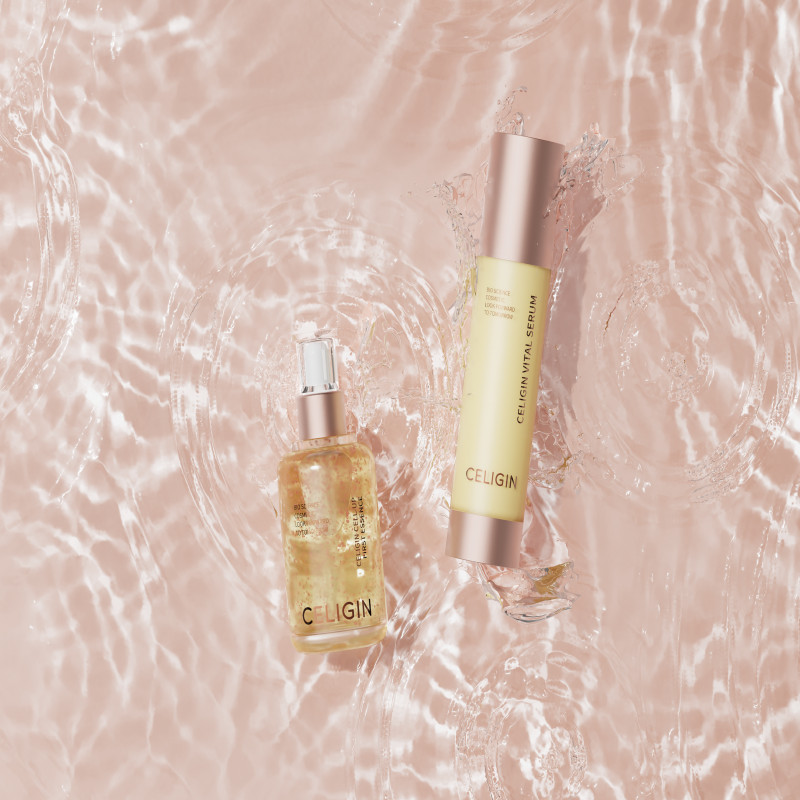 CELIGIN Signature Cell Biome Duo (Cell-Up First Essence 50ml with CosCor 10,000ppm + Vital Serum 50ml with CosCor 30,000ppm) - Product view